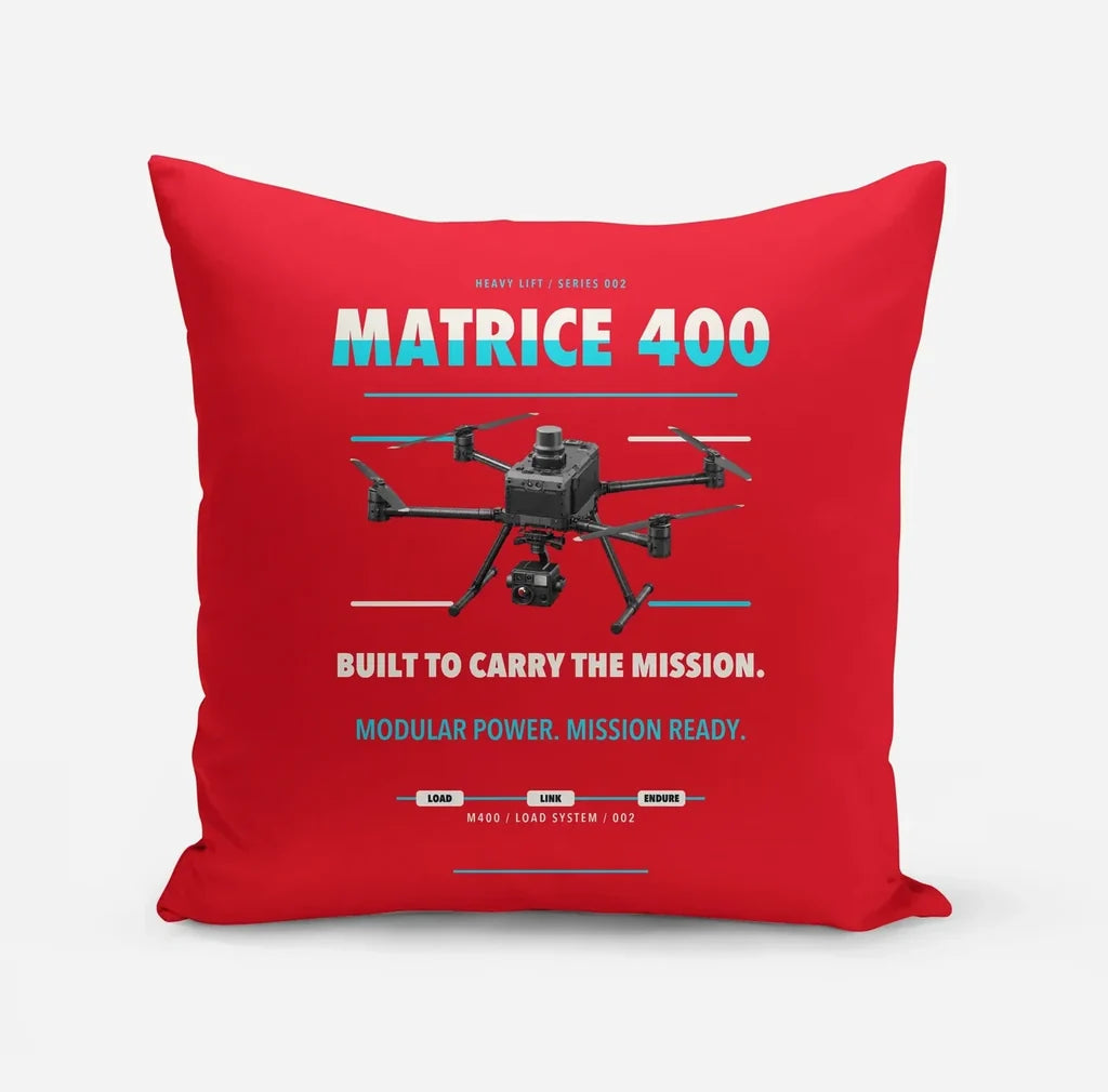DJI Matrice 400 design on red pillow