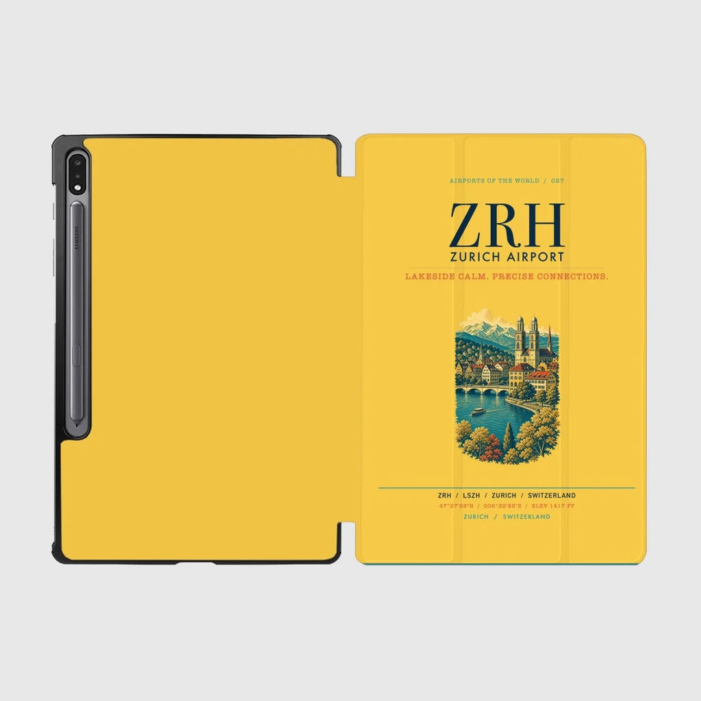 Zurich Airport (ZRH) design on yellow samsung tablet tablet case