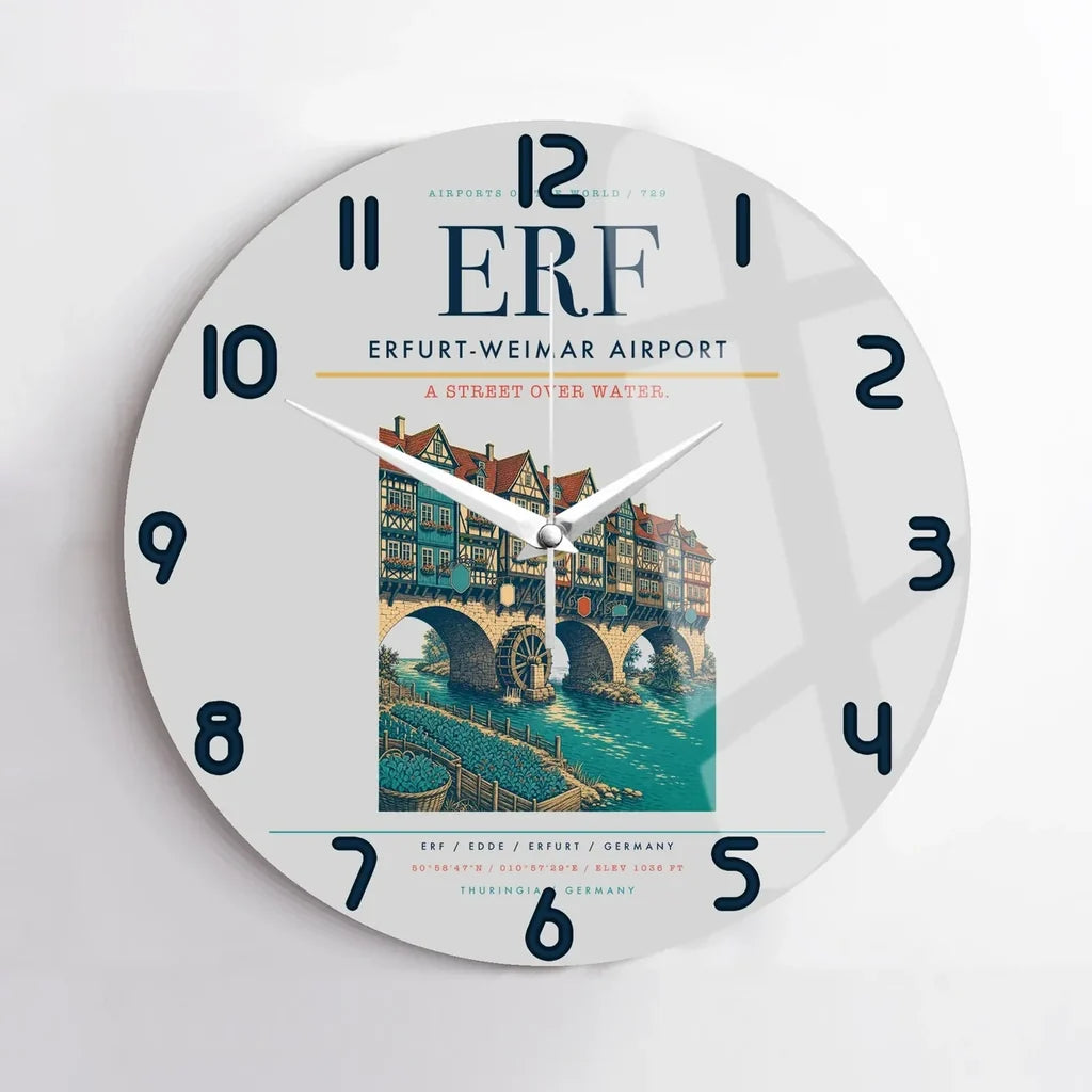 Erfurt-Weimar Airport (ERF) design on light gray no frame wall clock