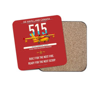 Thumbnail for De Havilland Canadair 515 design on red 1 piece coaster