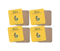 Thumbnail for Chennai International Airport (MAA) design on yellow 4 pieces set coaster
