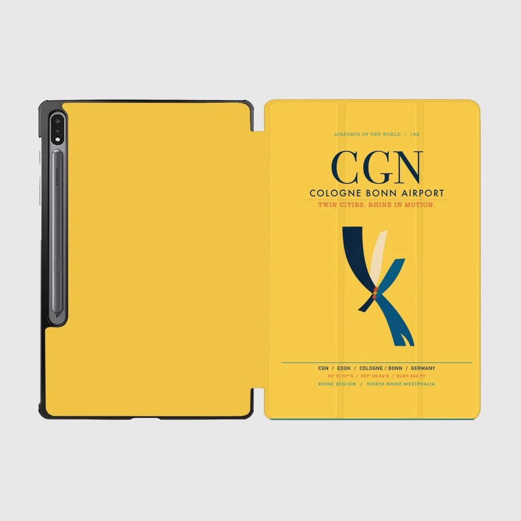 Cologne Bonn Airport (CGN) design on yellow samsung tablet tablet case