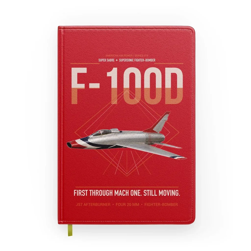 F-100D Super Sabre design on red notebook