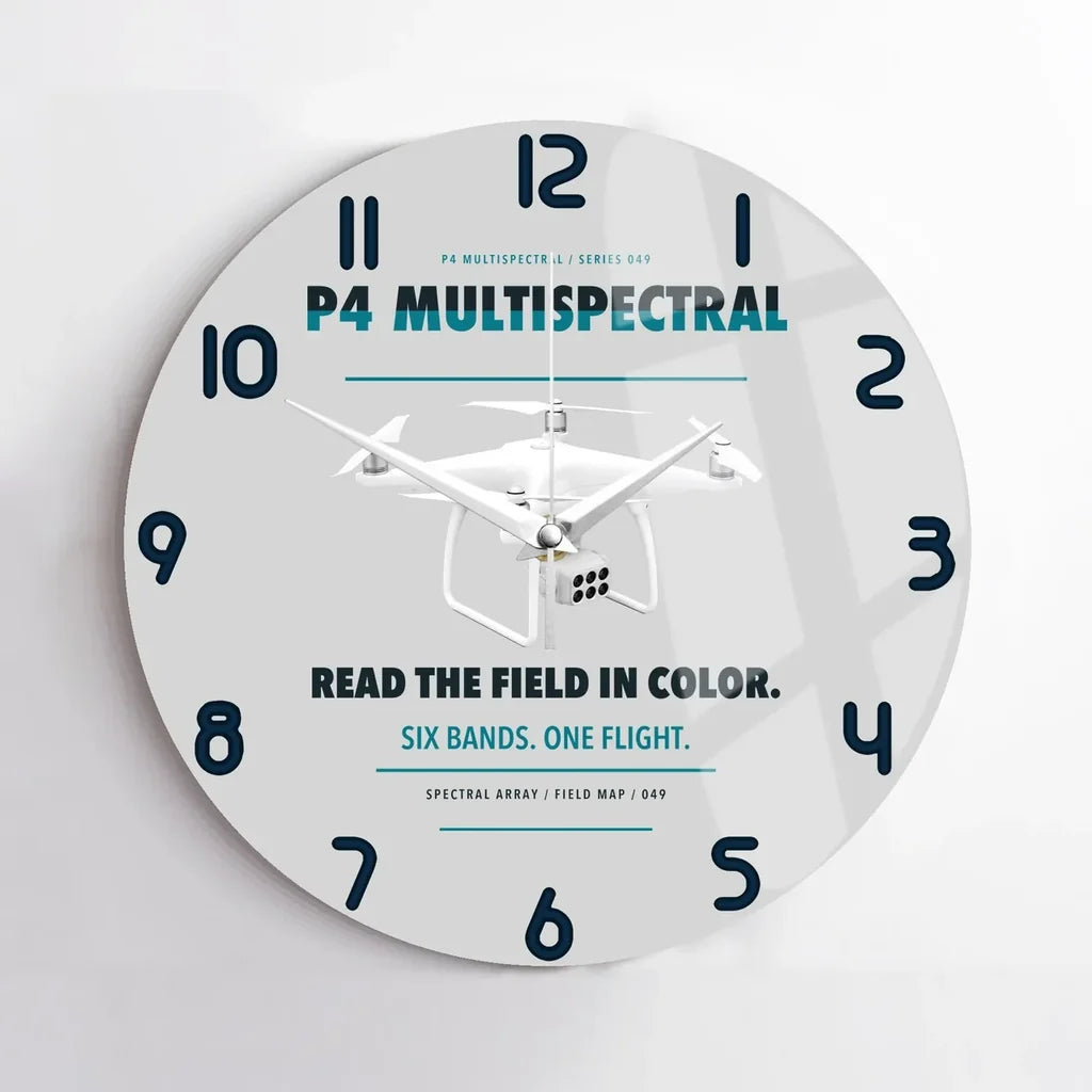 DJI P4 Multispectral design on light gray no frame wall clock