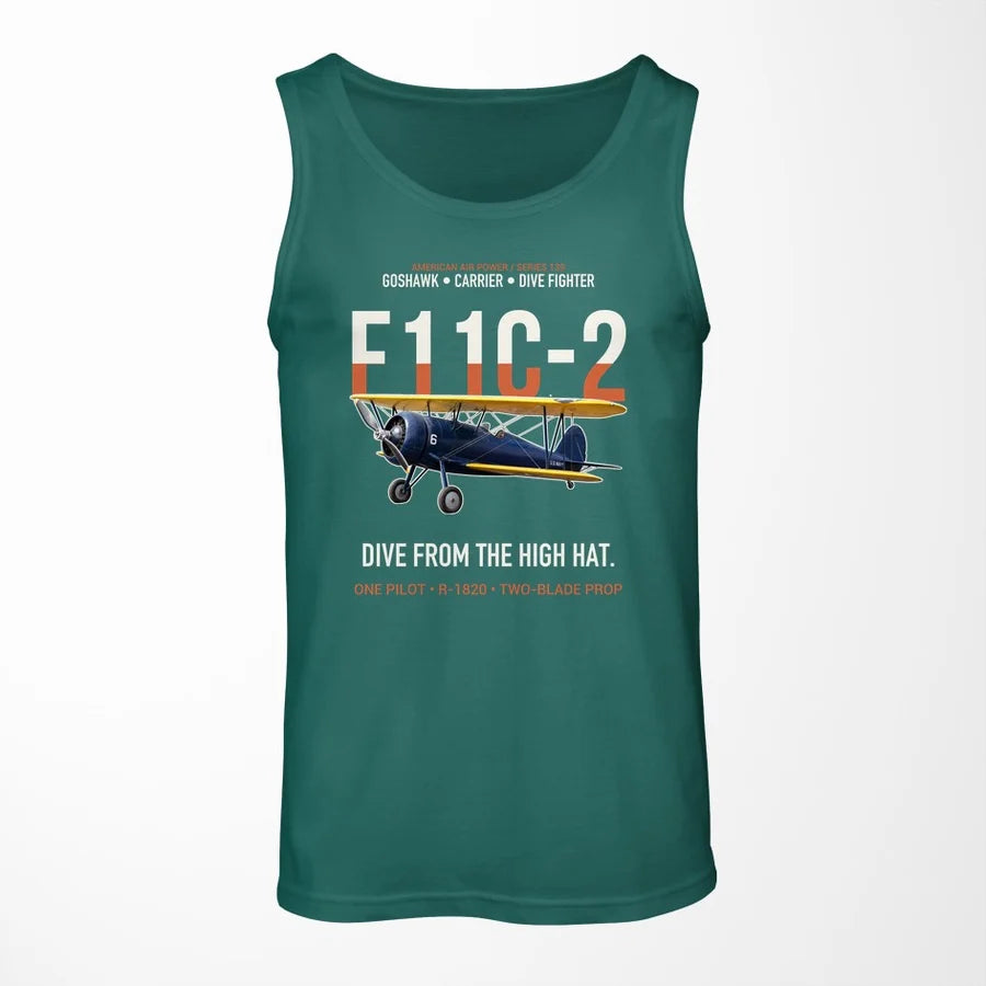 F11C-2 Goshawk Dive from the High Hat design on green tank top