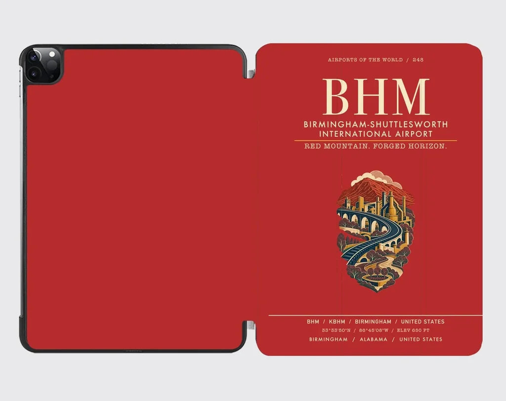 Birmingham-Shuttlesworth International Airport (BHM) design on red ipad tablet case