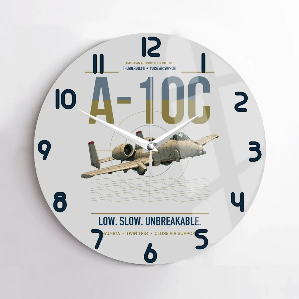 A-10C Thunderbolt II design on light gray no frame wall clock