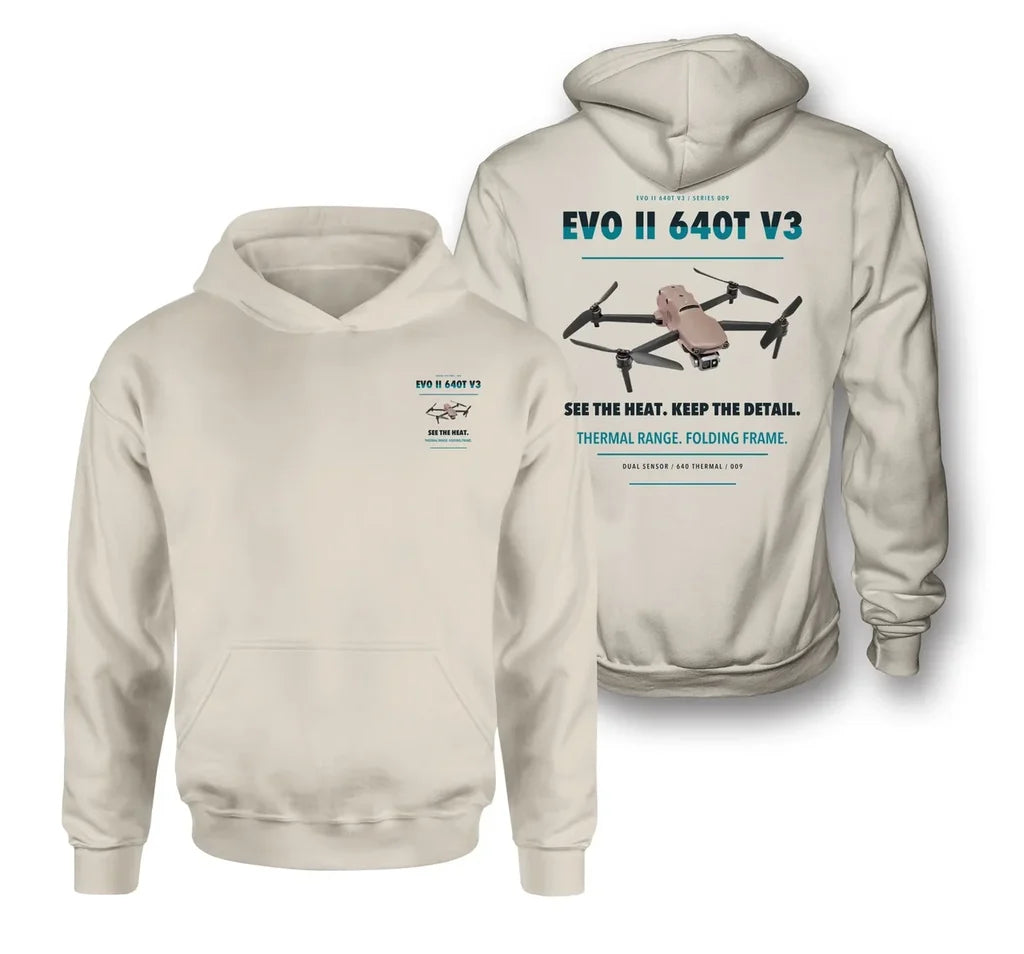 Autel EVO II Dual 640T V3 design on khaki hoodie