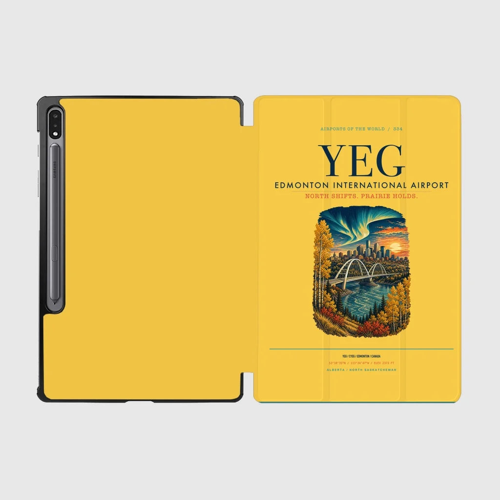 Edmonton International Airport (YEG) design on yellow samsung tablet tablet case