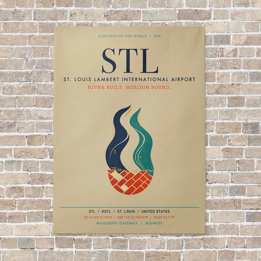 St. Louis Lambert International Airport STL vertical canvas print - no frame - beige background