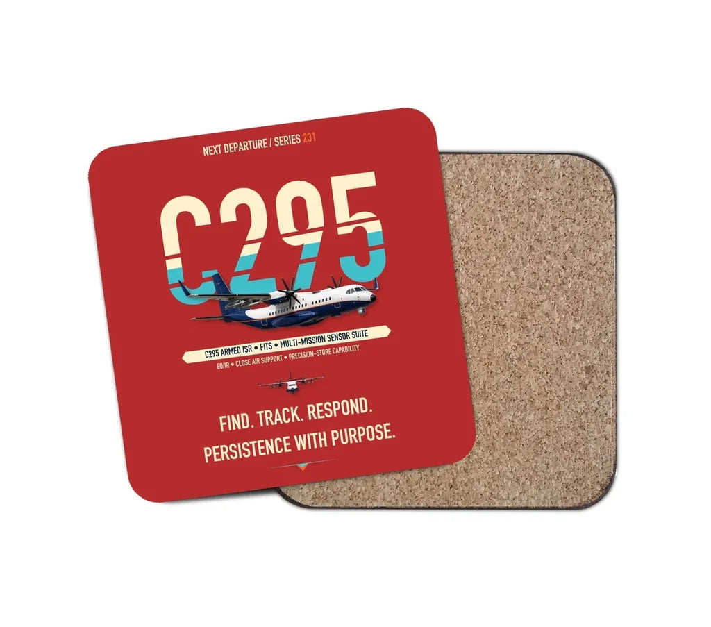 Airbus C295 Armed ISR design on red 1 piece coaster