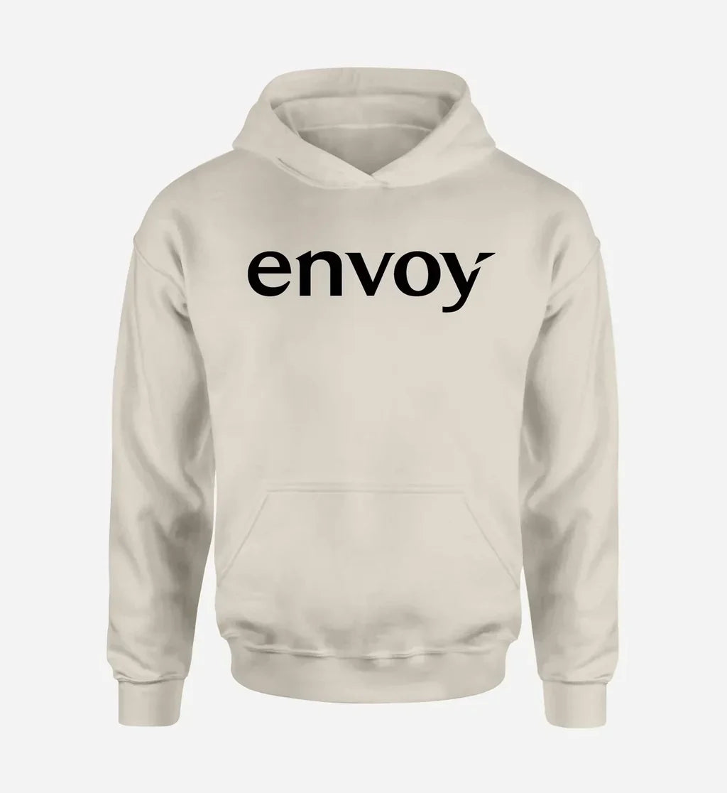 Envoy Air logo printed on khaki hoodie