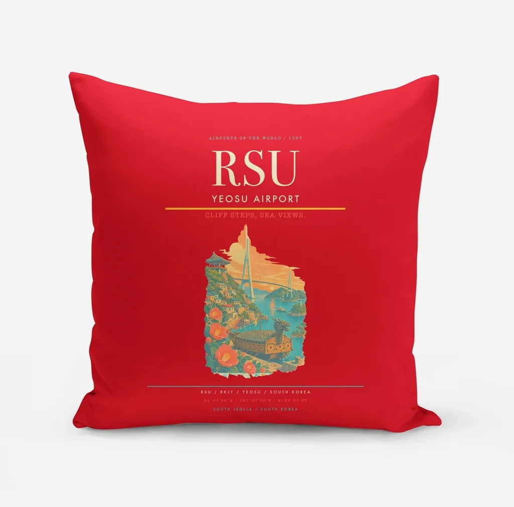 Yeosu Airport (RSU) design on red pillow