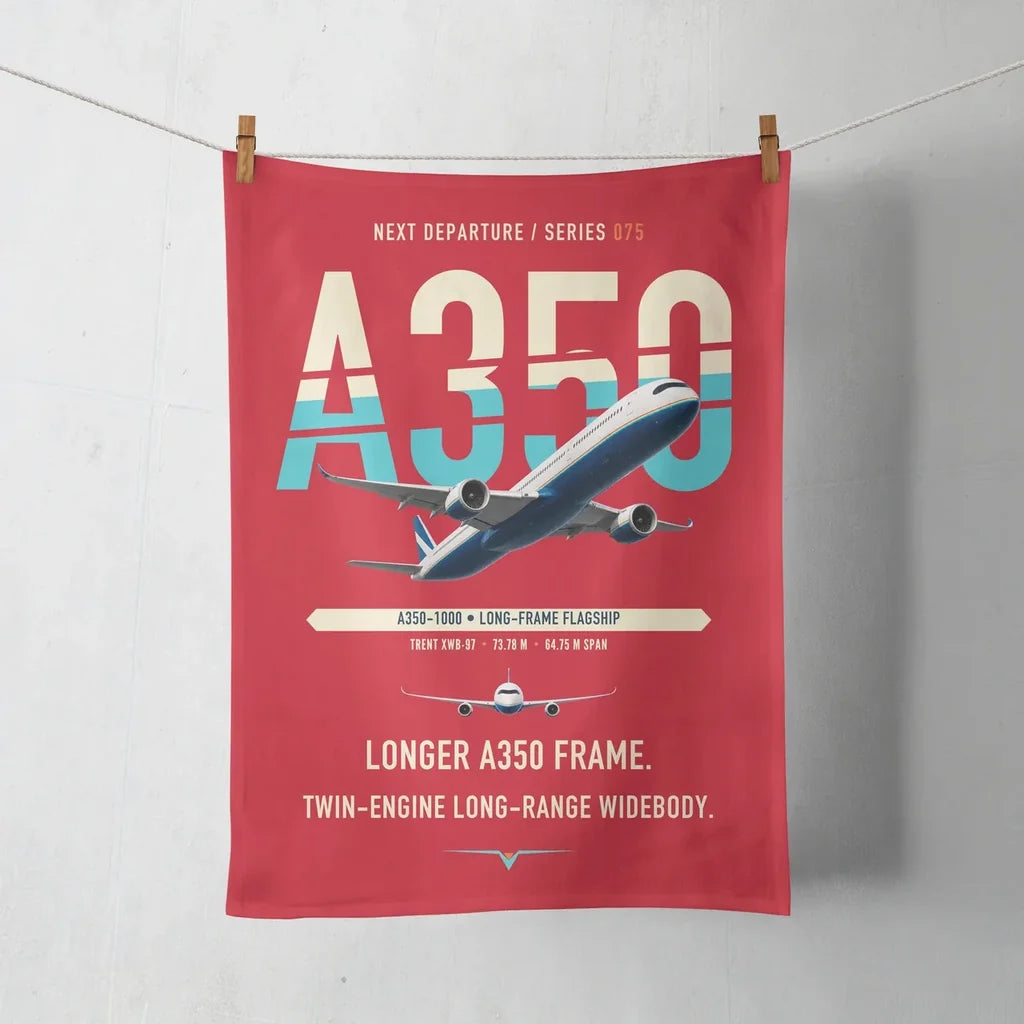 Airbus A350-1000 design on red towel