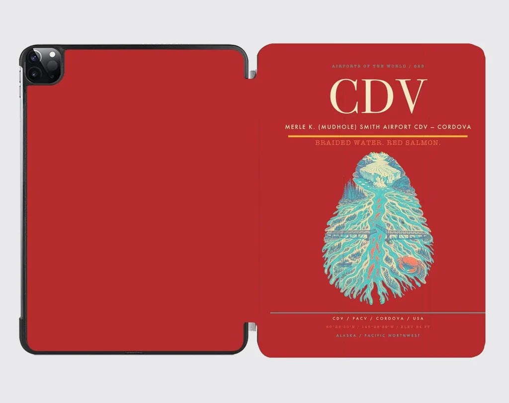 Merle K. (Mudhole) Smith Airport (CDV) design on red ipad tablet case