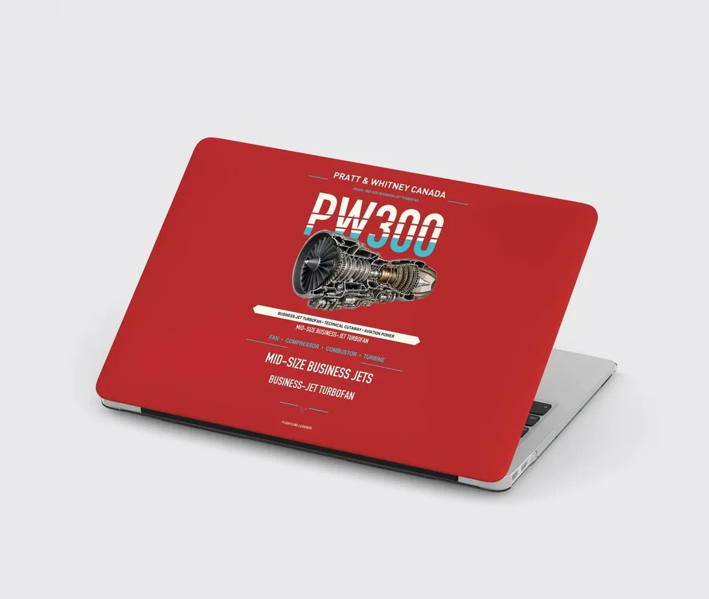PW300 design on red MacBook case