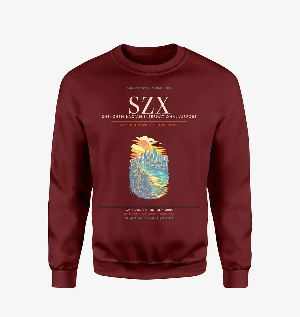 Shenzhen Bao'an International Airport SZX Sweatshirt - Wine Red