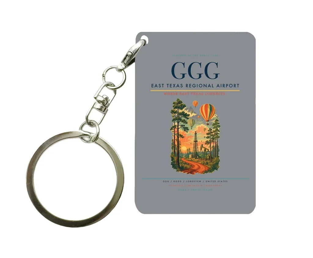 East Texas Regional Airport (GGG) design on gray key chain