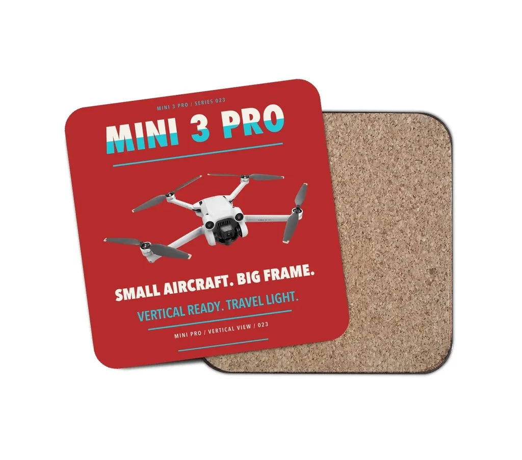 DJI Mini 3 Pro design on red 1 piece coaster