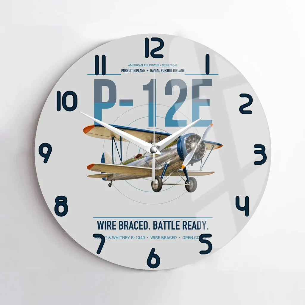 Boeing P-12E design on light gray no frame wall clock