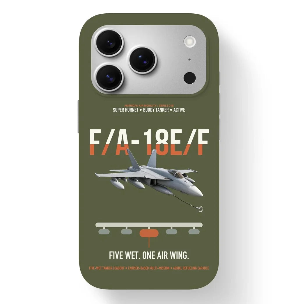 F A-18E F Buddy Tanker design on green army magsafe iphone case, for iPhone 17 Pro