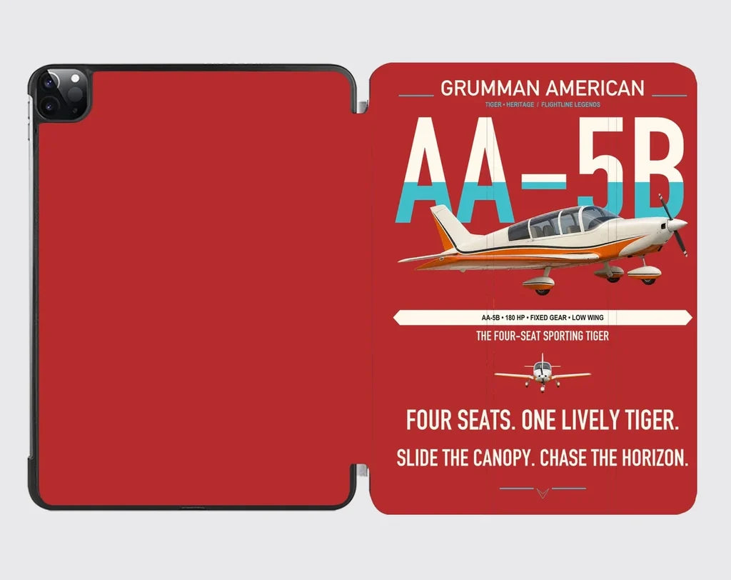 Grumman American AA-5B Tiger design on red ipad tablet case