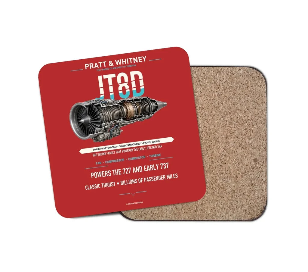 JT8D design on red 1 piece coaster