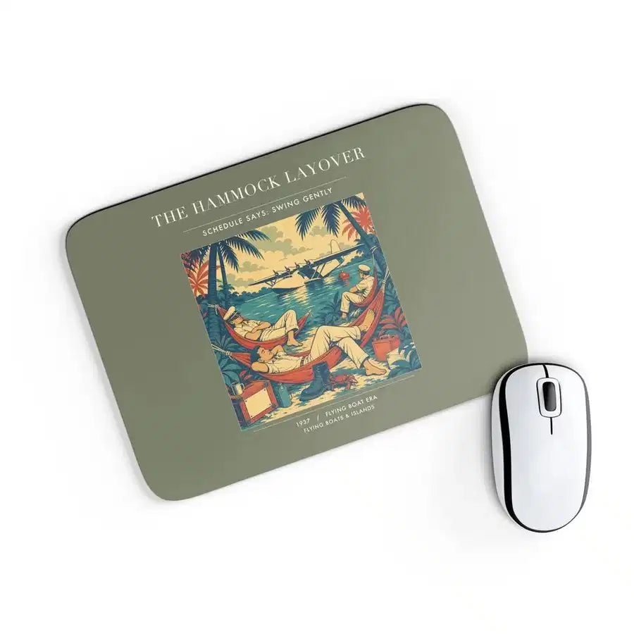 VINTAGE G4408 - The Hammock Layover - Designed Mouse Pads design on greenarmy rectangle