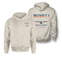 Thumbnail for Short Belfast C.1 design on khaki double-side hoodie, double-side print