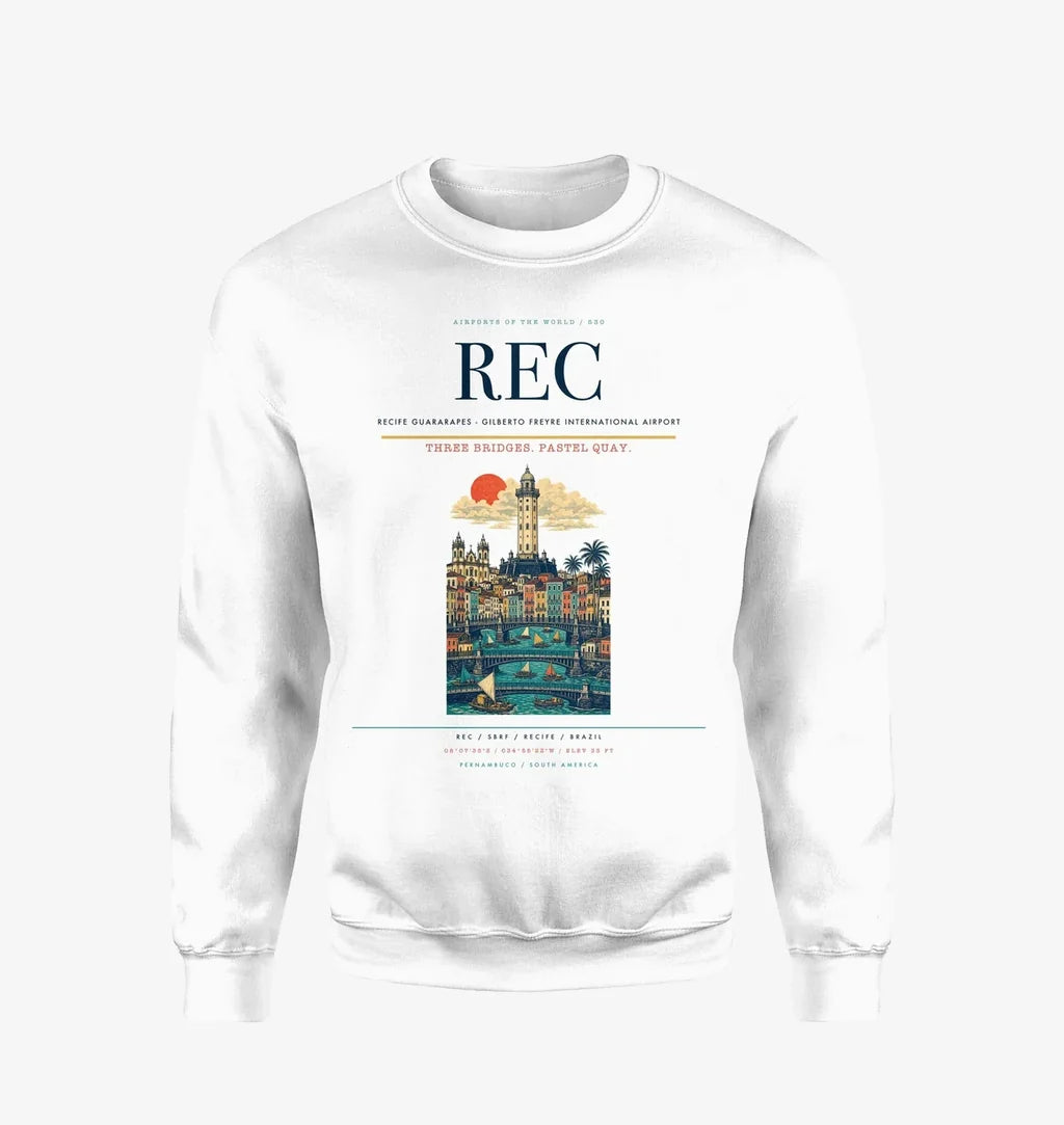 Recife Guararapes (REC) design on white sweatshirt