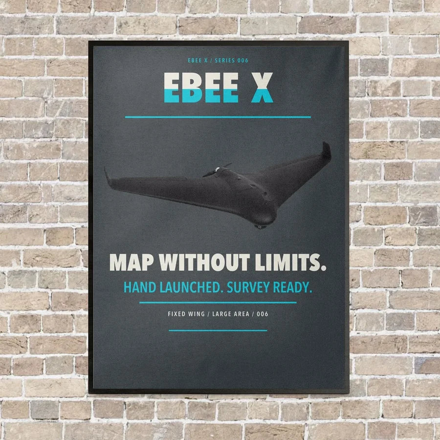 AgEagle eBee X vertical canvas print - framed - gray background