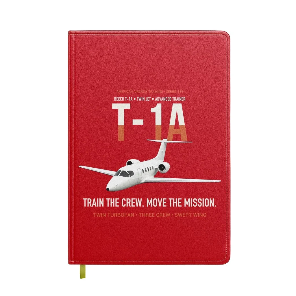 T-1A Jayhawk Advanced Jet Trainer design on red notebook