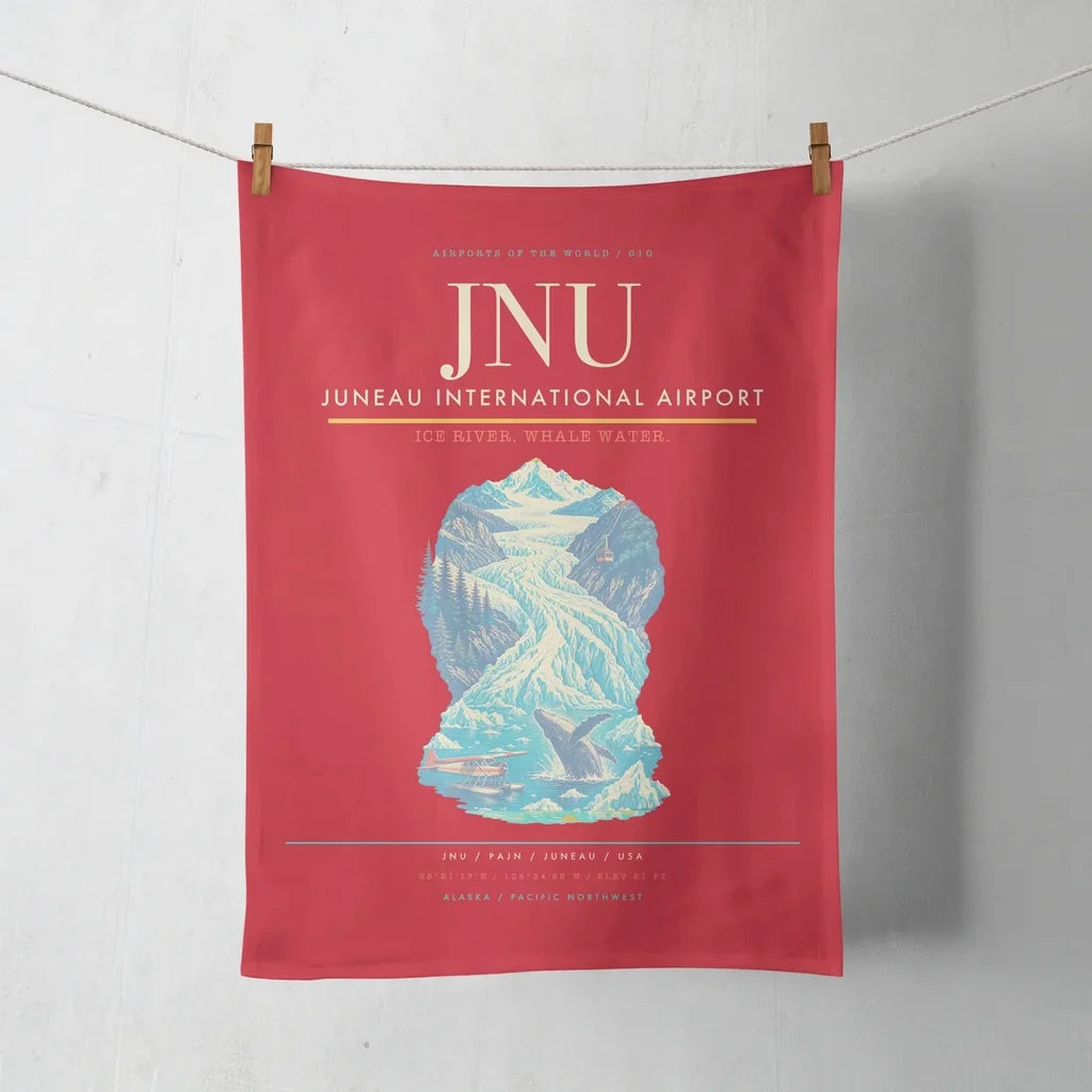 Juneau International Airport (JNU) design on red towel