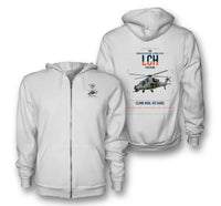 Thumbnail for HAL LCH Prachand design on white premium zipped hoodie, double-side print