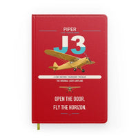 Thumbnail for Piper J-3 Cub design on red notebook