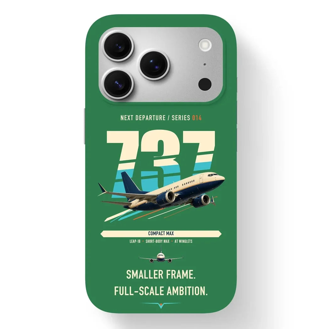 Boeing 737 MAX 7 design on green magsafe iphone case