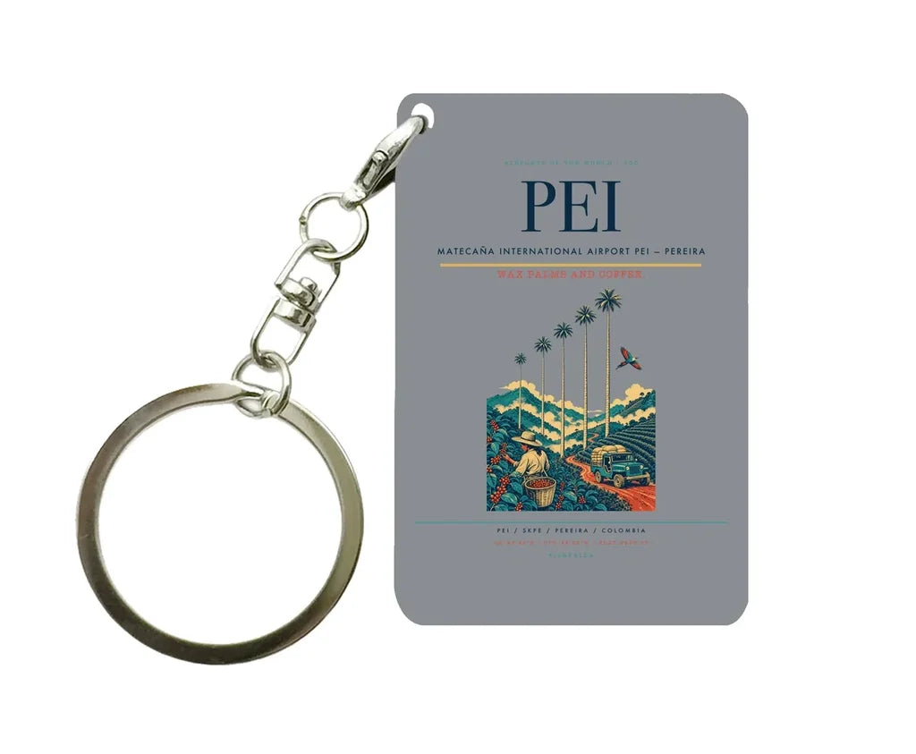 Matecaña International Airport (PEI) design on gray key chain