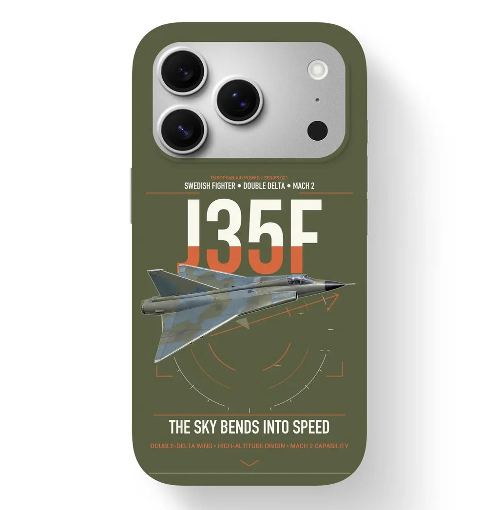 Saab J 35F Draken design on green army magsafe iphone case, for iPhone 17 Pro