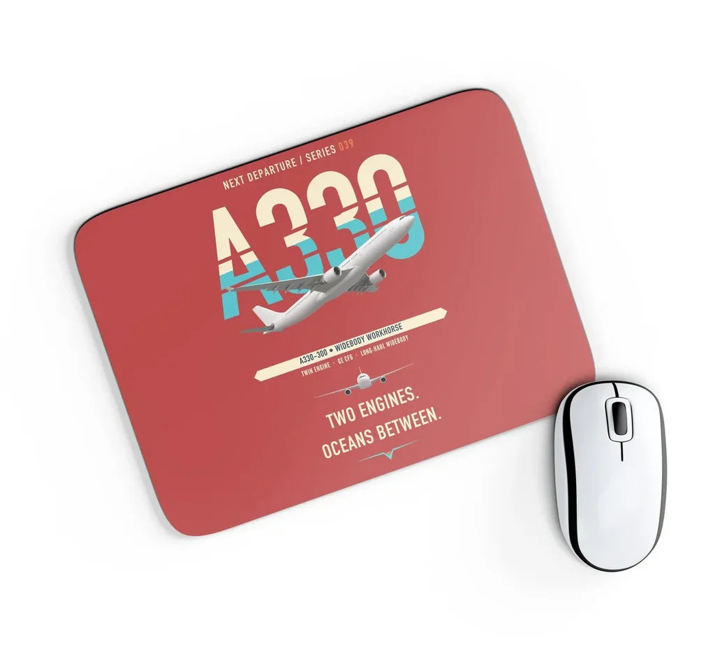 Airbus A330-300 design on red rectangle mouse pad