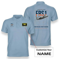 Thumbnail for British Aerospace Sea Harrier FRS.1 design on light blue+name double-side polo t-shirt, double-side print