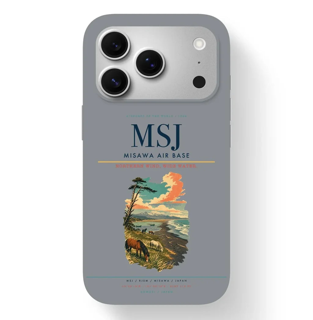 Misawa Airport (MSJ) design on gray iPhone 17 Pro MagSafe case