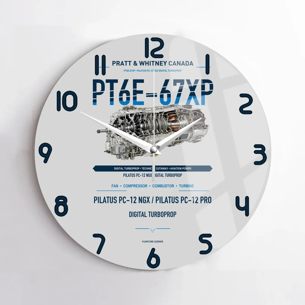 PT6E-67XP design on light gray no frame wall clock
