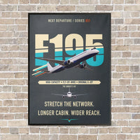 Thumbnail for Embraer E195 vertical canvas print - framed - gray background