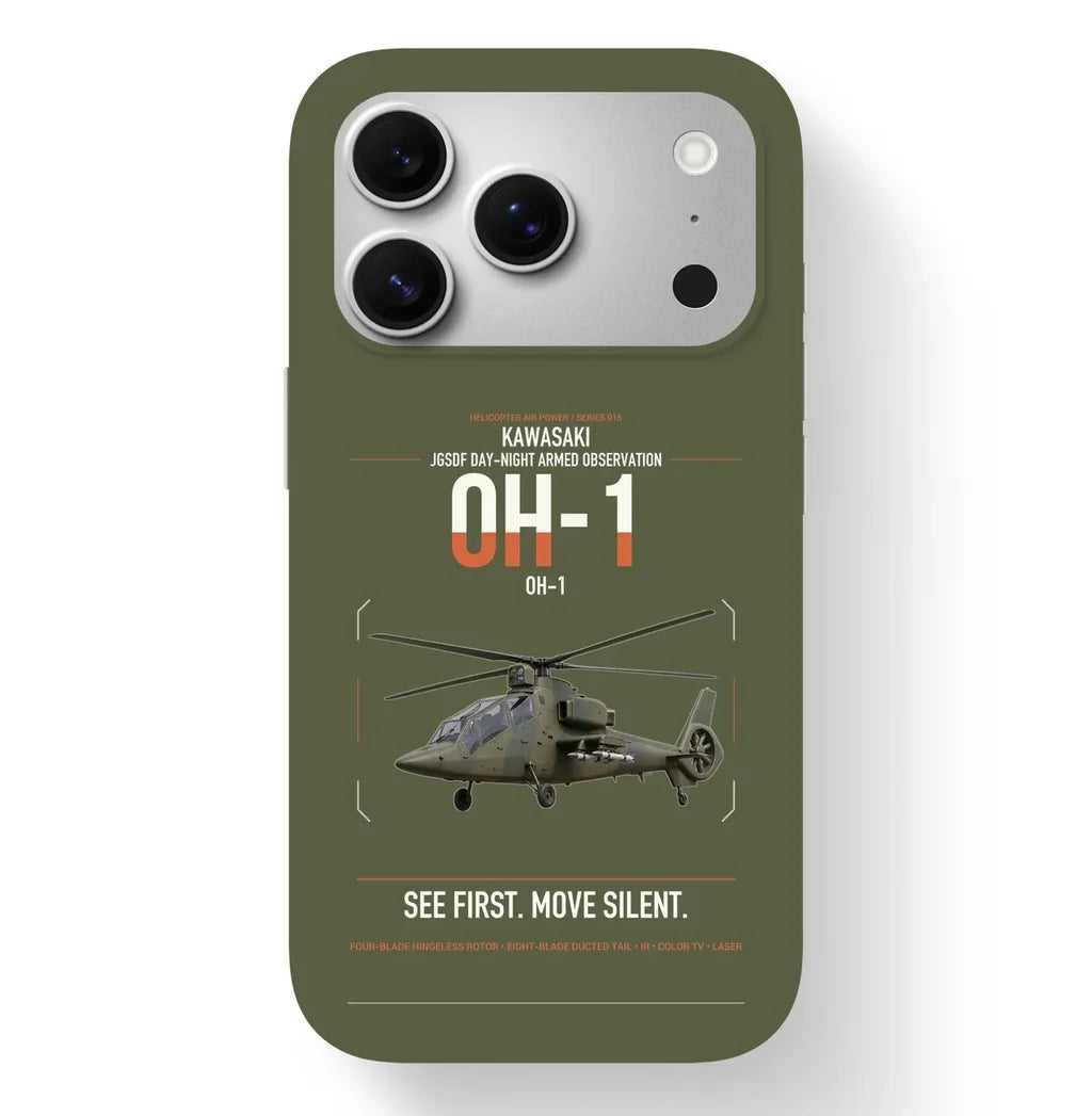 Kawasaki OH-1 design on green army magsafe iphone case, for iPhone 17 Pro