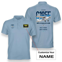 Thumbnail for Cessna A185F Skywagon design on light blue+name double-side polo t-shirt, double-side print