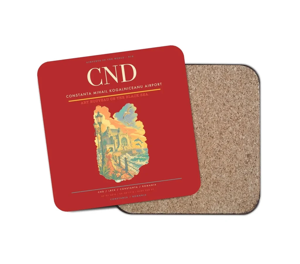 Constanta Mihail Kogalniceanu Airport (CND) design on red 1 piece coaster