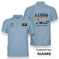 Thumbnail for Airbus A400M Atlas design on light blue+name double-side polo t-shirt, double-side print