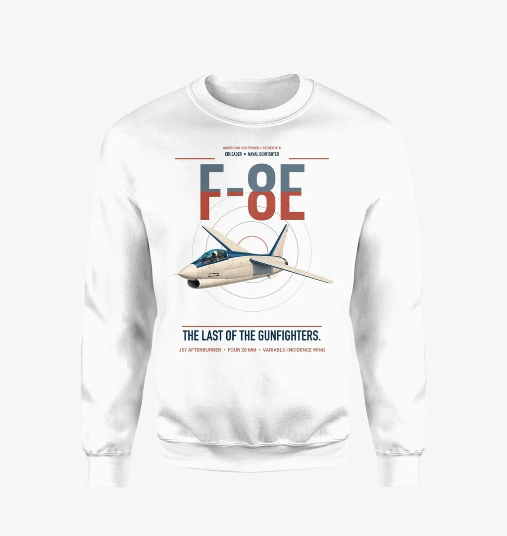 F-8E Crusader design on white sweatshirt
