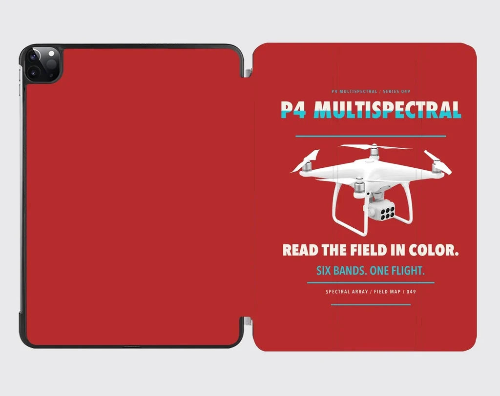 DJI P4 Multispectral design on red ipad tablet case