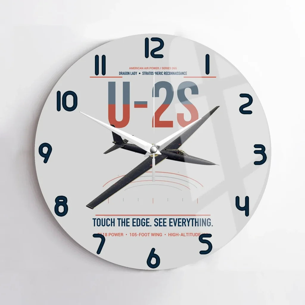 U-2S Dragon Lady design on light gray no frame wall clock